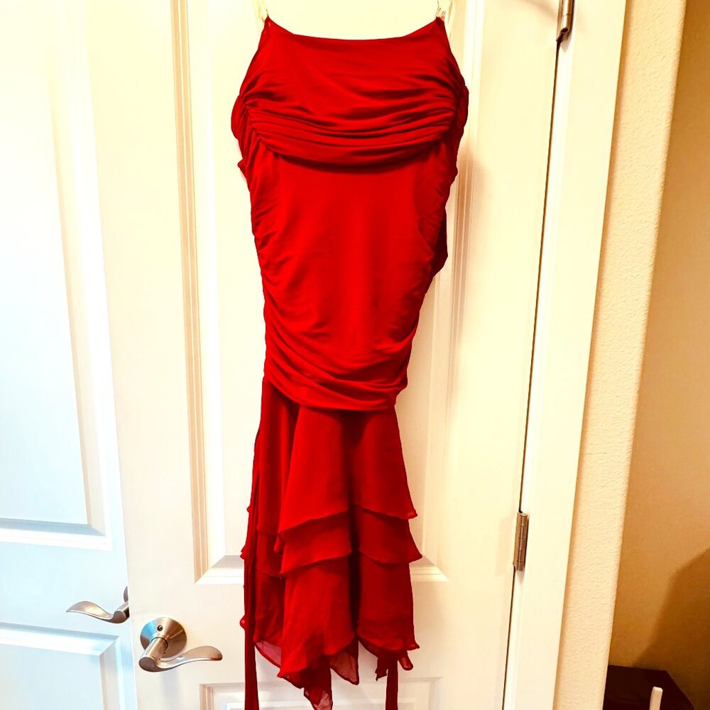 BCBG MaxAzria Red Silk Chiffon Dress